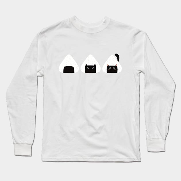 Rice ball cat Long Sleeve T-Shirt by Akikodraws